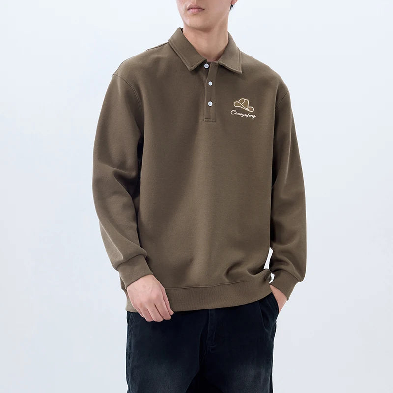 Men Embroidery Fashion Loose Casual Pullover Sweatshirt Spring Autumn