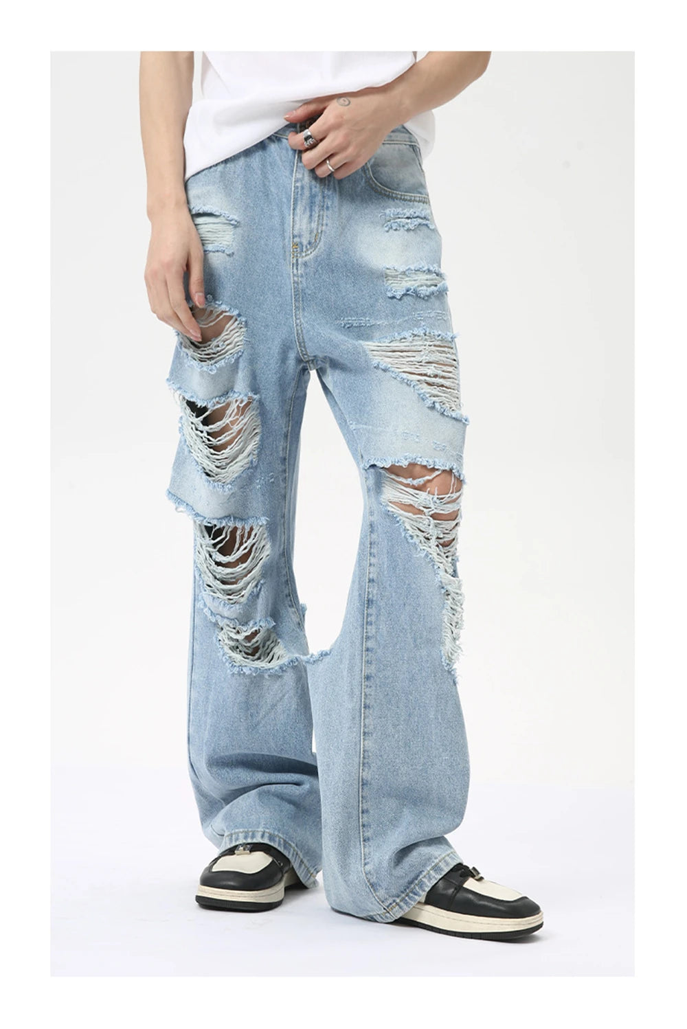 vintage ripped straight jeans blue baggy jeans trousers streetwear luxury loose casual distressed denim pants male y2k hombre unique jeans style 586