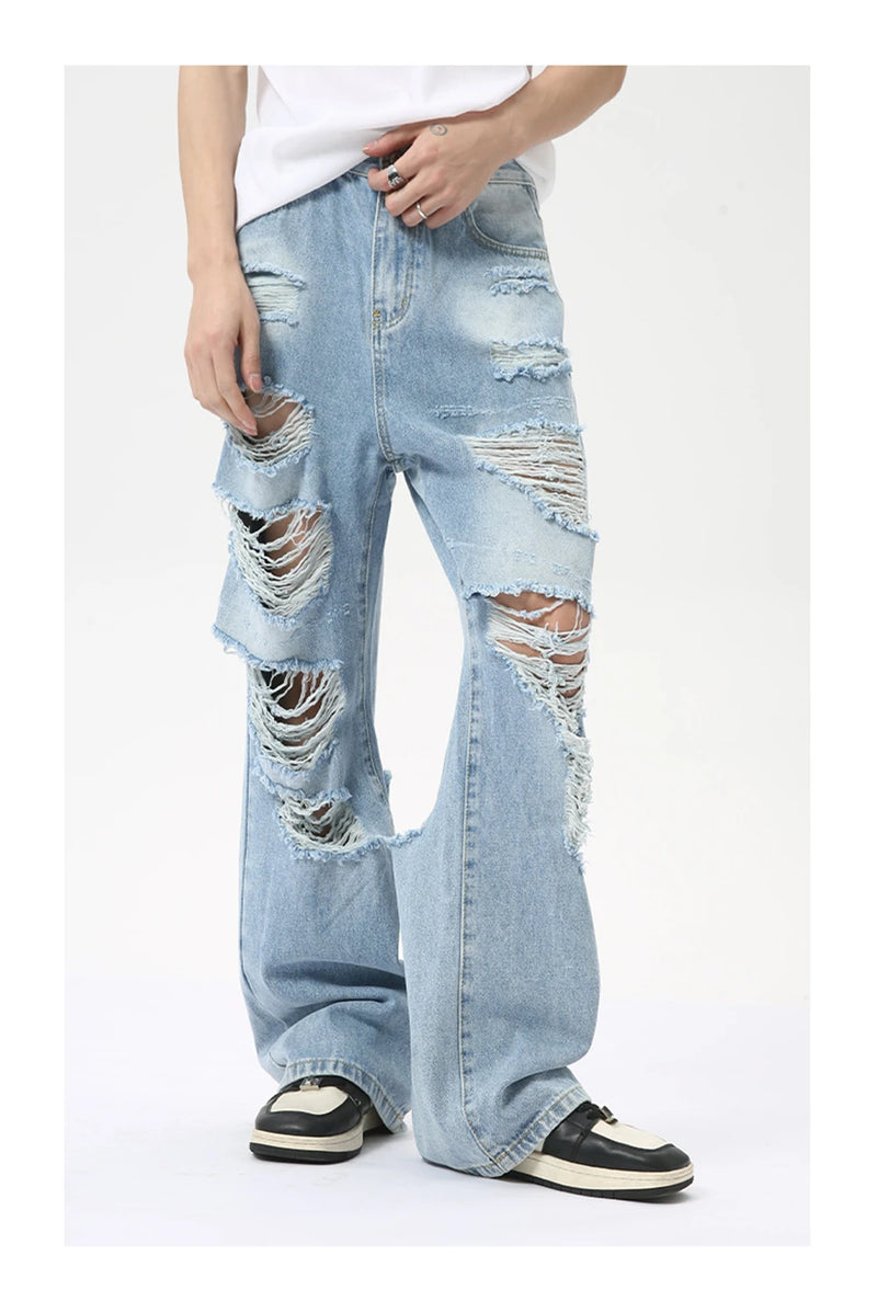 vintage ripped straight jeans blue baggy jeans trousers streetwear luxury loose casual distressed denim pants male y2k hombre unique jeans style 586