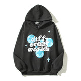 High Street Letter Foam Skull Vintage Fleece Hooded Hoodies Men And Wo