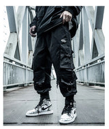 hip hop loose fit elastic waist cargo pants fashion side pocket ankle pants mens new casual drewstring sportwear pants joggers unique joggers style 3760