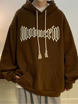 Autumn Vintage Gothic Letter Foam Printed Hooded Sweatshirts Hombre