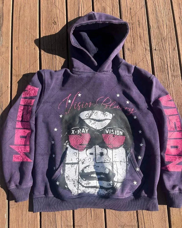 2023 New Gothic Punk Cartoon Print Oversized Hoodie Mens Y2K Fashion S