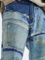 fashion fake patchwork printed denim jeans mens new casual zipper straight loose jeans streetwear hip hop baggy pants joggers unique joggers style 2415