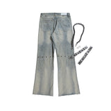 detachable leather chain washed baggy jeans for men and women straight streetwear casual denim trousers oversized cargo pants utility cargo pants