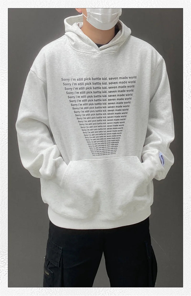 Casual Cotton Street Sweater – Autumn Mens Y2K Letter Printed Goth Hoodies New American Streetwear Hooded Sweatshirts Hip Hop Fashion Pullover Retro Hoody | Zip Knit Drop #144