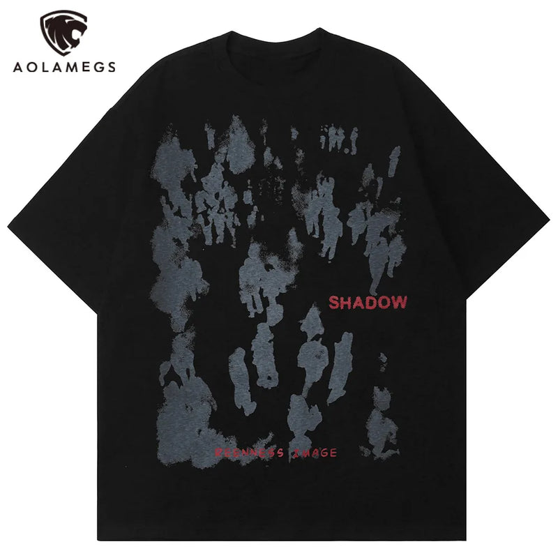 Sadcore Tribal flame – Aolamegs Men Gothic Punk Style Letter Printed Oversized T Sh