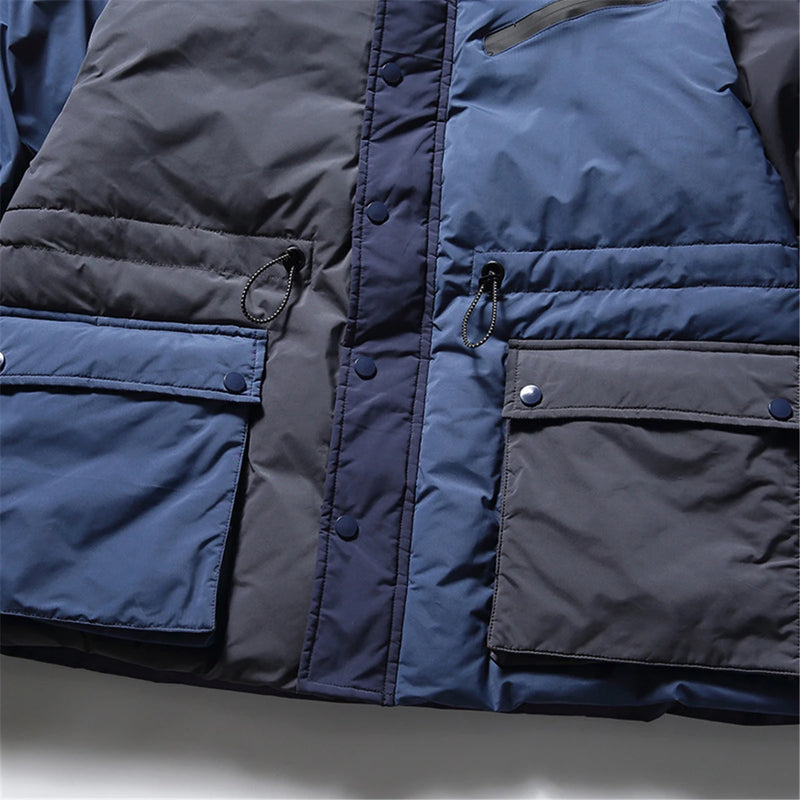 2023 Winter Hip Hop Thick Jacket Parka Men Color Patchwork Padded Jacket Coat Warm Streetwear Harajuku Jackets Men Clothing