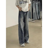 american high street hip hop men and women trendy washed straight leg jeans autumn couple loose micro flared casual pants y2k stacked flare jeans