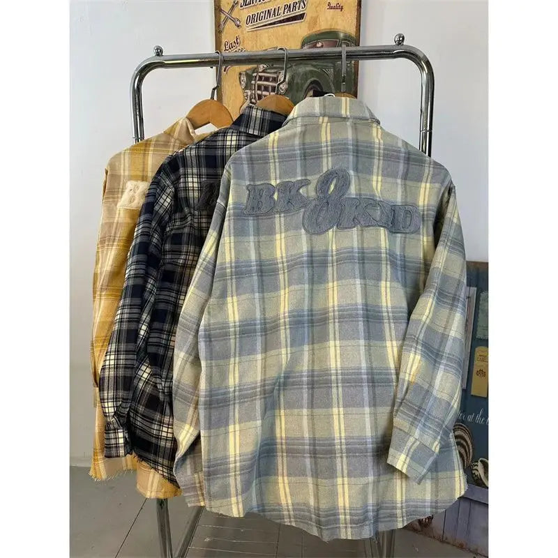Embroidered high-end long-sleeved shirt for men lazy style loose and versatile shirt