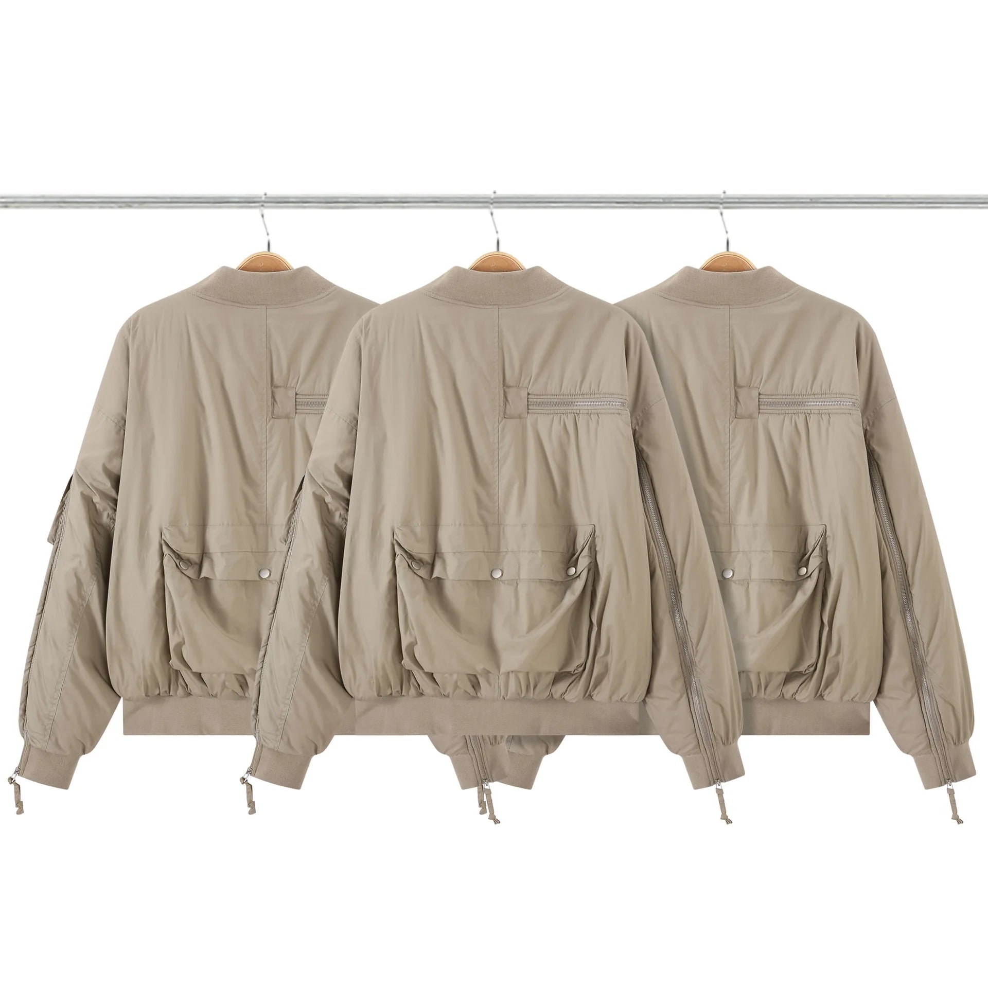 new 2024 khaki men rib sleeve fashion high couple baseball coats jackets abstract coat motor pilot winter warm 747 nan street - variant style 23090c for streetwear fashion
