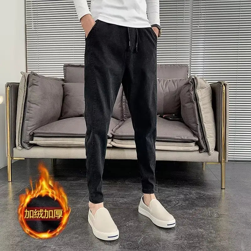 fleece men trousers korean luxury clothing streetwear slim fit cargo pants slim fit casual work wear trousers y2k 2024 autumn utility cargo pants