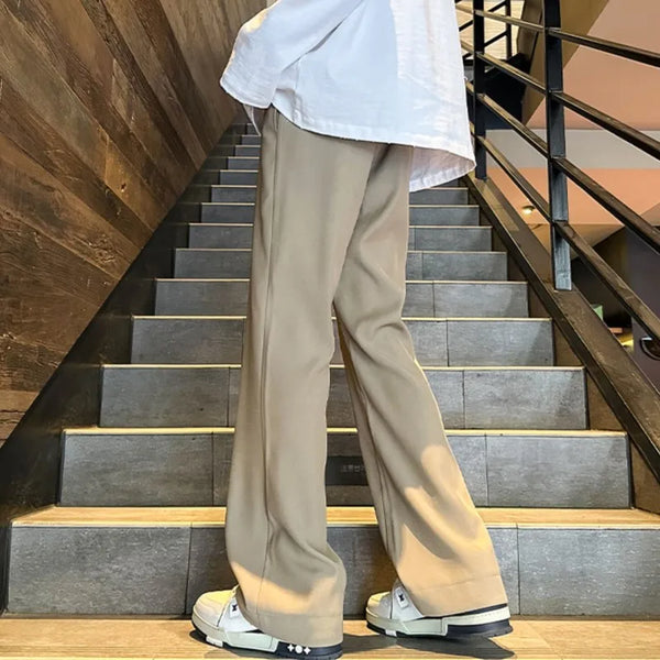 2025 mens four seasons new mid waist micro flared casual pants fashion trend leisure mens flared leg trousers korean pants men urban fashion pants