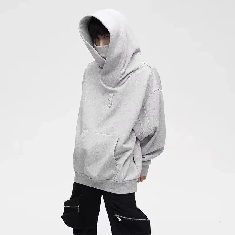 Autumn Ninja Streetwear Turtleneck Hoodies For Men Letter Embroidered Hip Hop Fashion Sweatshirts Y2K Vintage Fleece