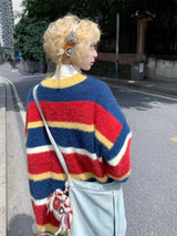 grunge knit sweater with heavyweight fabric, layered urban look for cold weather, street fashion menswear trend for seasonal 