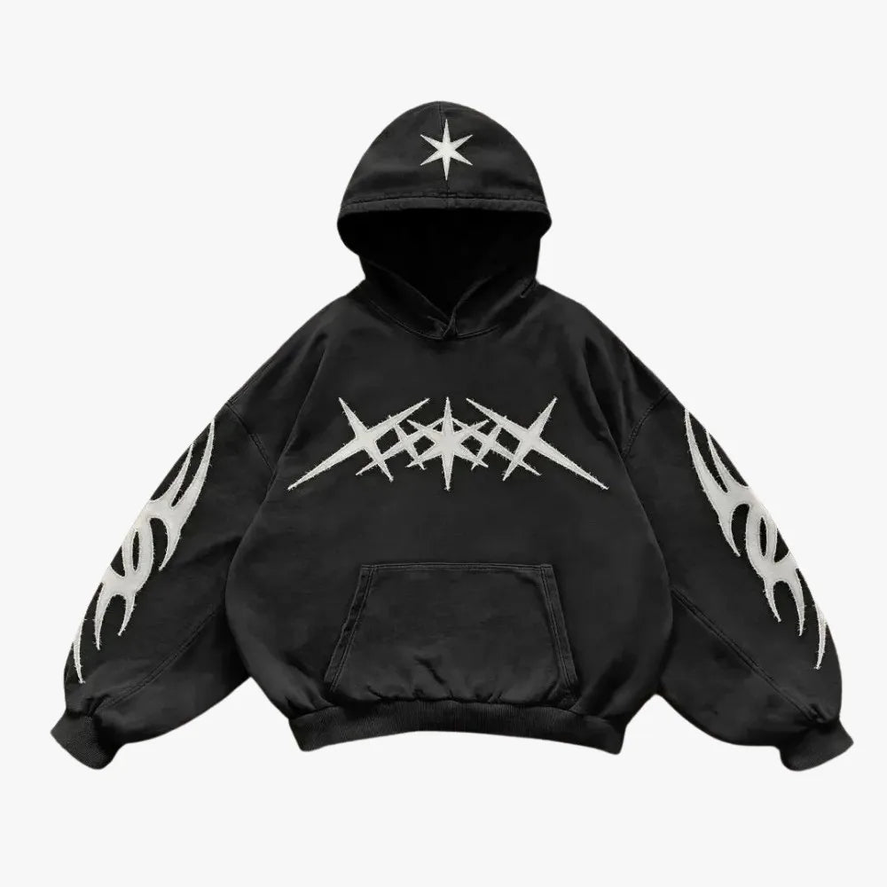 Skatercore Fit – Y2K Gothic Hoodie Loose Splicing Hoodies Women Geometric – Streetwear Fashion for Men & Women
