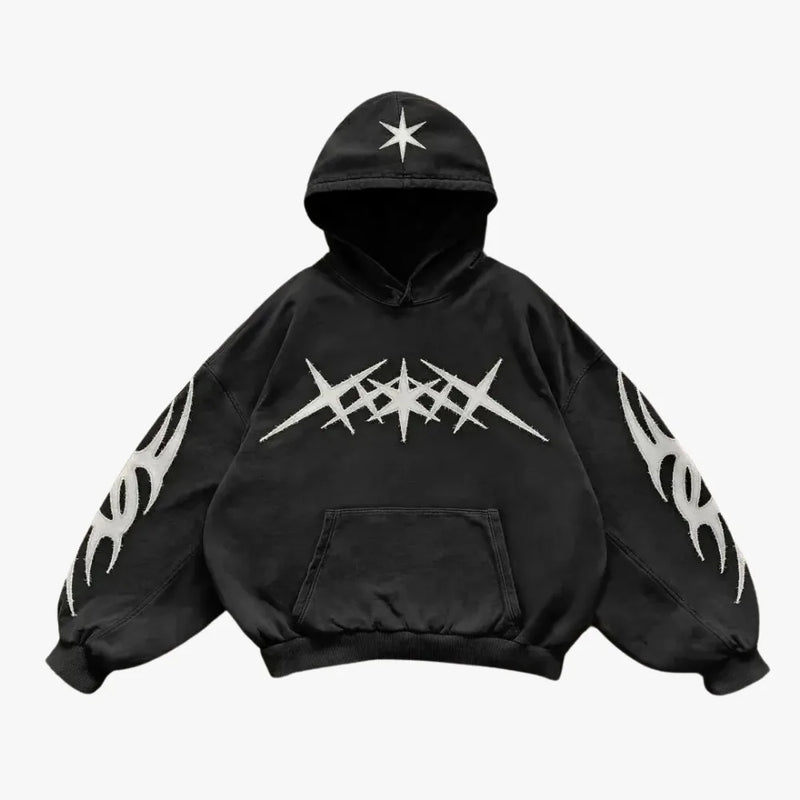 Skatercore Fit – Y2K Gothic Hoodie Loose Splicing Hoodies Women Geometric – Streetwear Fashion for Men & Women