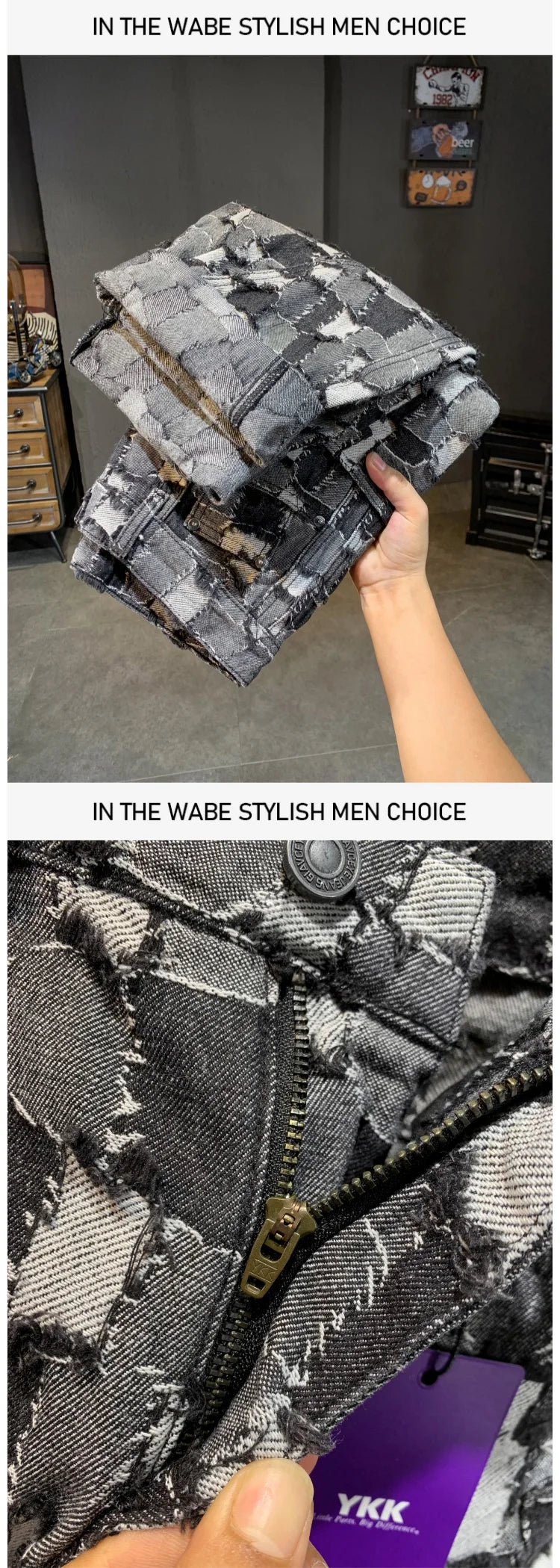 men distressed washed denim streetwear brand hip hop loose casual motorcycle cargo jeans pant cityboy y2k trousers unique cargo style 2438