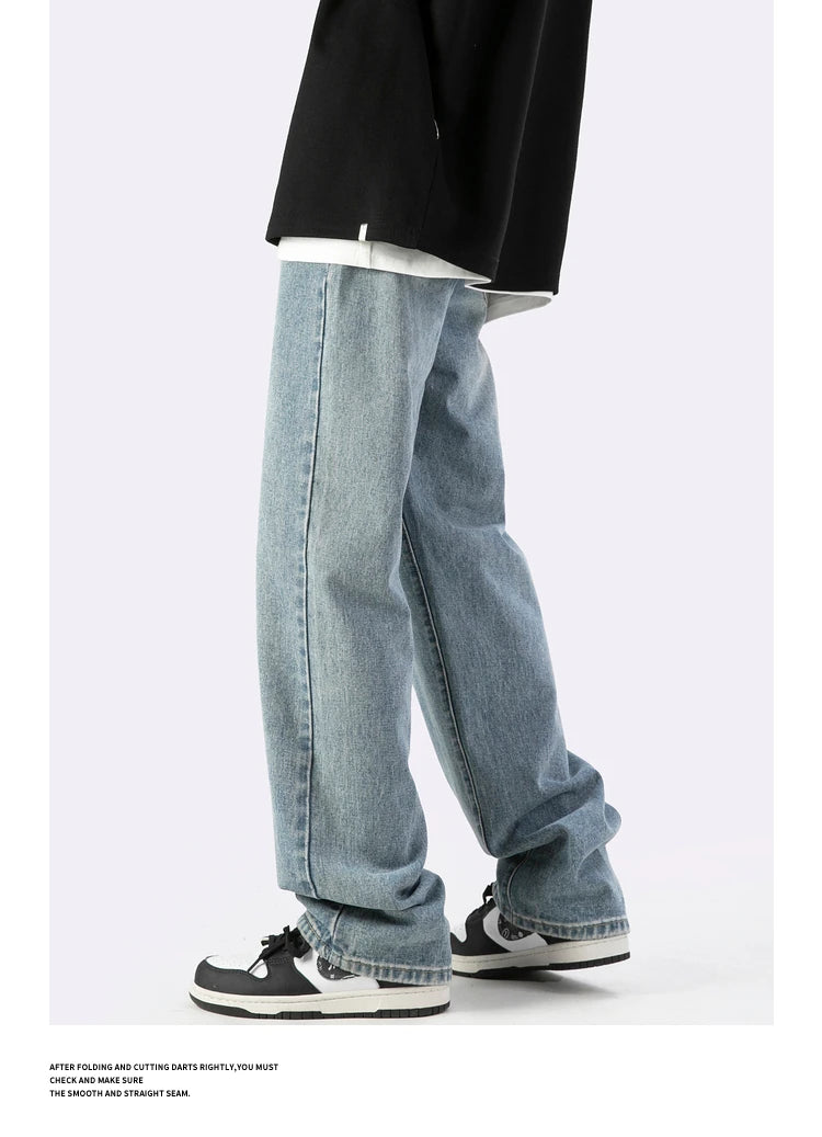 fashion loose streetwear denim basic pants unisex casual zipper jean pant hip hop trousers joggers men straight jeans traf homme unique joggers style 2408