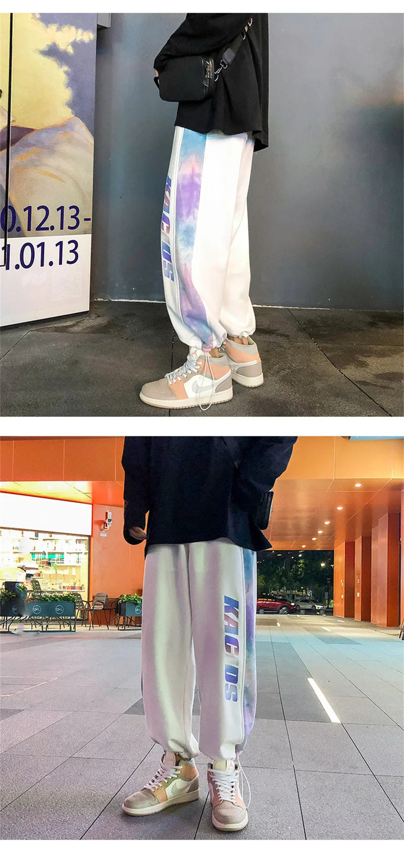 2025 new mens stripe tie dyesweatpants male casual jogger trousers hip hop korean streetwear drawstring pantalones hombre unique joggers style 3493