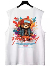 Vaporwave Angelcore design – New Hip Hop Fashion Graffiti Bear Print Tank Tops Mens Cloth