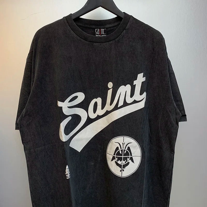 Trapwear Shirt – Vintage Wash Black Saint T Shirts Men Woman Best Quality Two – Urban Streetwear for Men & Women