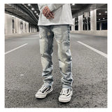 original tie dyed ripped flared denim jean for men streetwear washed hole casual stacked jeans pants mens slim fit jeans 2023 unique jeans style 3744