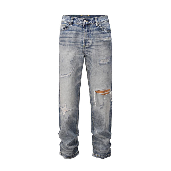 vintage washed hole damaged patchwork baggy jeans pants for men and women straight pantalones hombre y2k denim trousers oversize ripped baggy denim