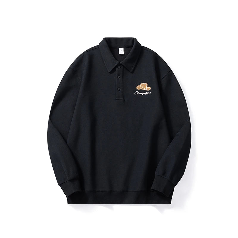Men Embroidery Fashion Loose Casual Pullover Sweatshirt Spring Autumn