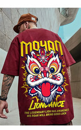 Glitchcore Angelcore design – Lion Dance Funny Graphic Men T Shirts Printed 2025 Summer Hi