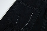 vintage streetwear flared jeans denim hip hop splashing ink wide leg jean overalls for men fashionable retro patchwork jeans y2k unique jeans style 499