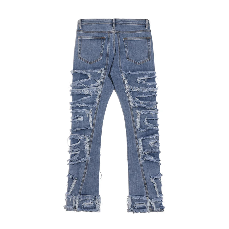 retro hole ripped distressed jeans for men straight washed harajuku hip hop loose denim trousers vibe style casual jean pants unique jeans style 843