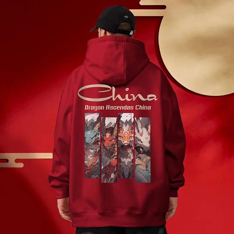 Dragon Ascendas China Graphic Sweatshirts Hombre Hip Hop Fashion Hoodie