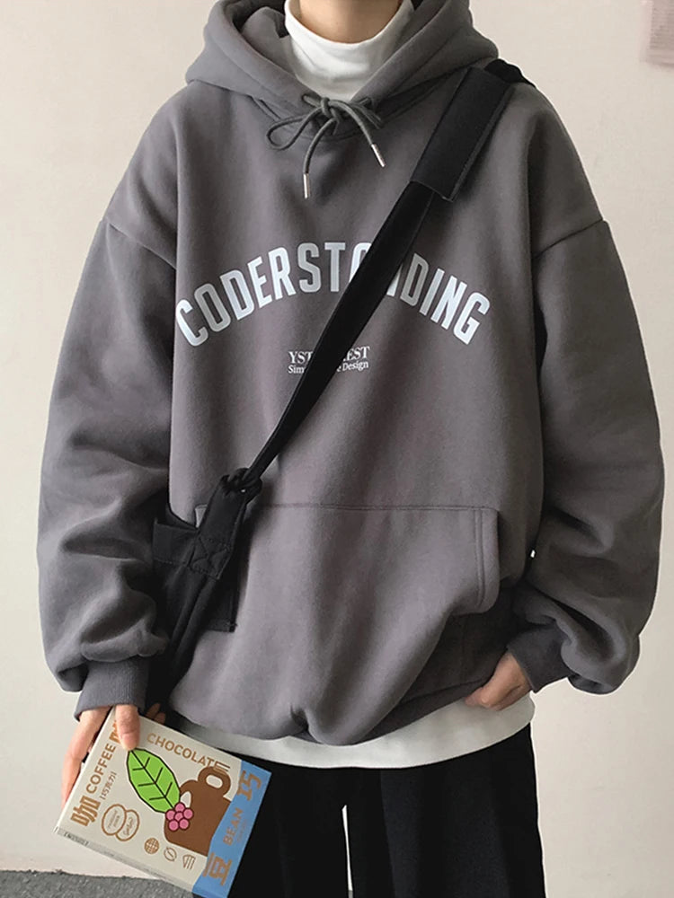 Autumn Mens Letter Design Printed Pullovers Hoodies Y2K Vintage Street
