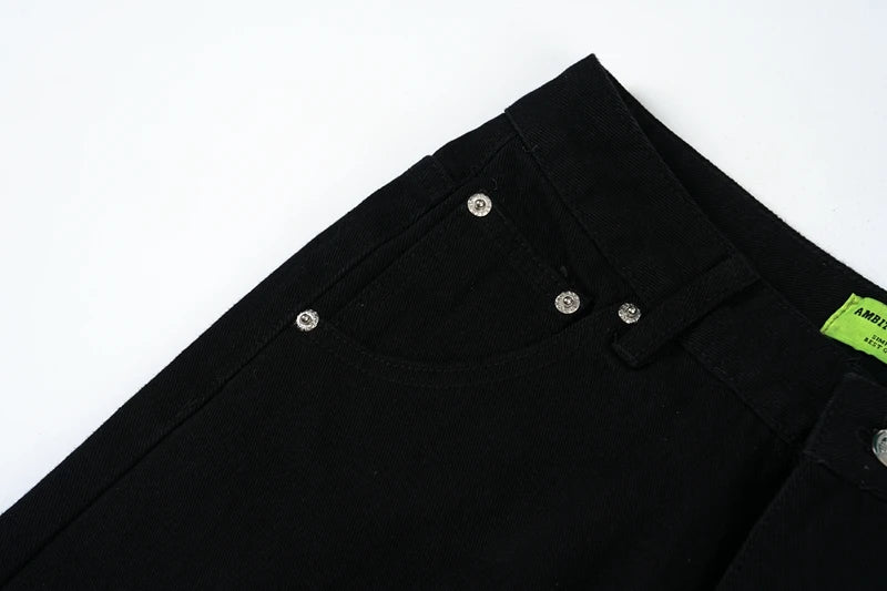 high street micro flare denim pants slim white jeans overall mens fashion casual vibe relaxed solid color washing jeans pants unique jeans style 2025