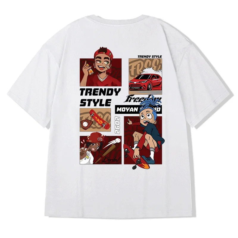 Gothic Vintage anime – Trendy Style Skateboard Boy Graphic Printed T Shirt For Men