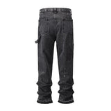patchwork graffiti black straight denim pants mens vintage patches stitching ink splashed jeans y2k logging cargo pants for male unique cargo style 1482