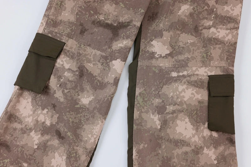 vintage camouflage denim jean street wear functioncan patches casual jeans pants mens baggy straight leg camou jeans overalls unique jeans style 3004