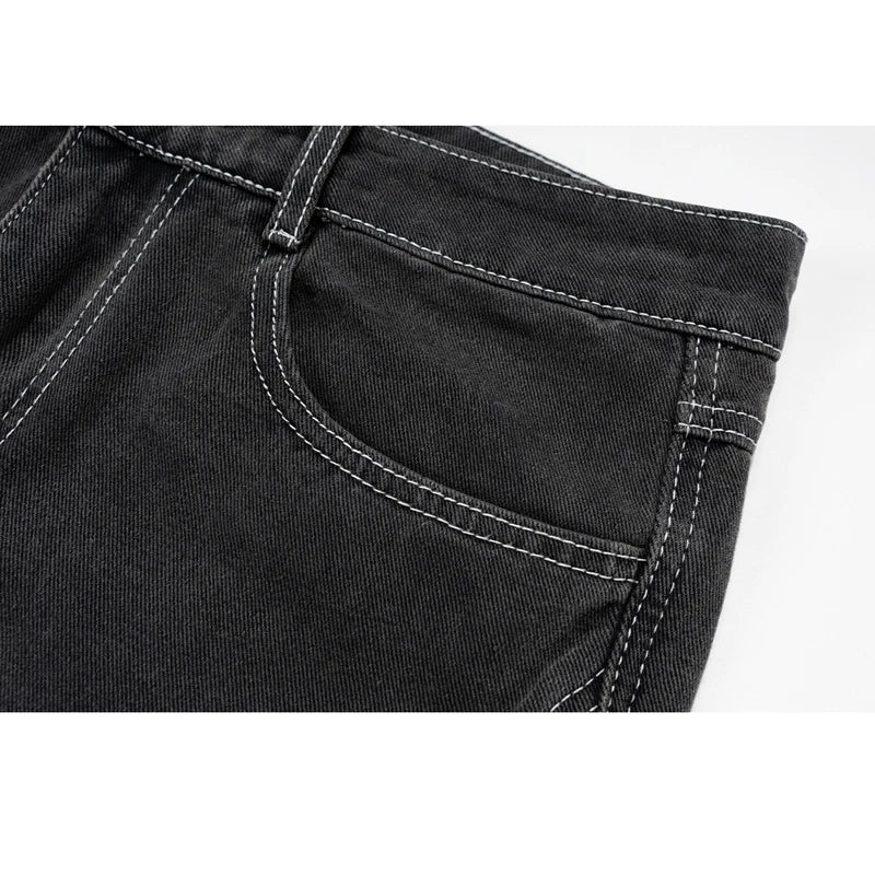black gray gradient slim jeans floor mop flared pants high street new trendy fashionable hip hop washed vintage mens jean pants unique jeans style 919