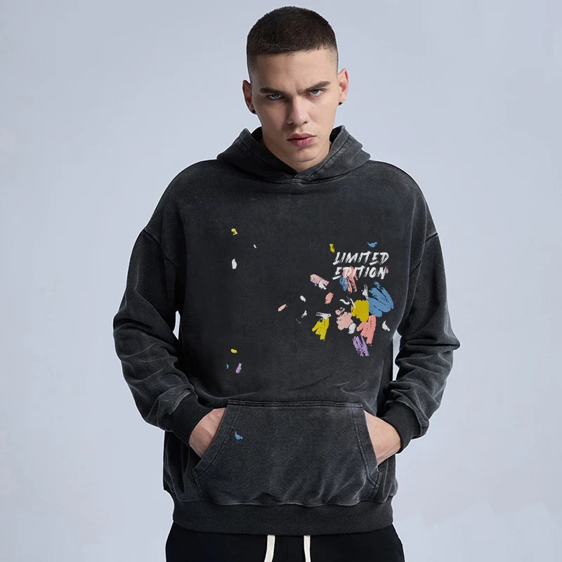 sadcore melting smiley featuring rainbowtouches washed hoodie vintage men high street printing fashion hip hop unisex hoodies loose casual mens clothing
