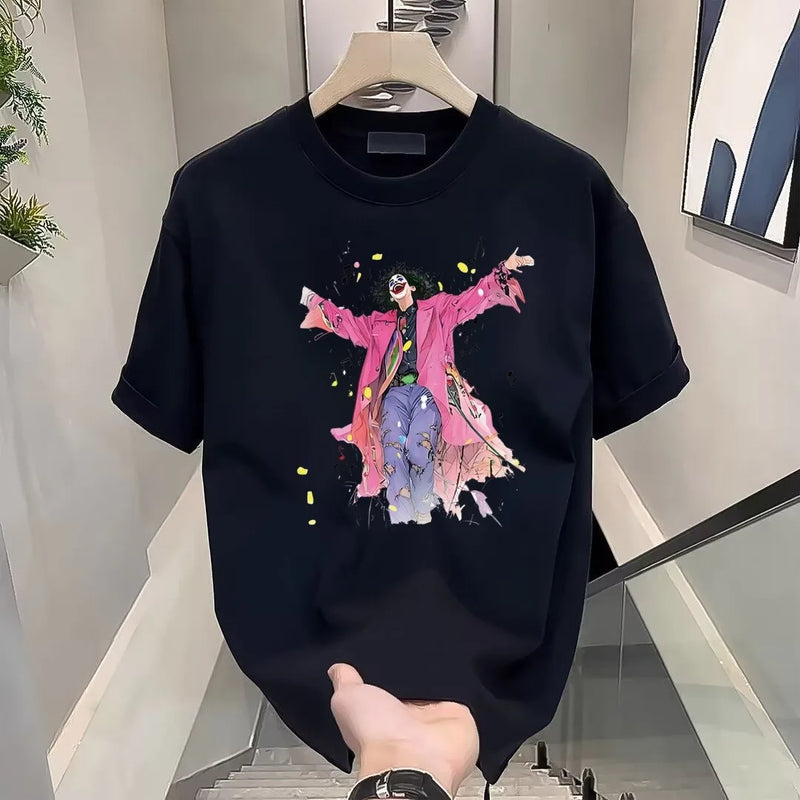 Harajuku Chrome logo – Summer Mens 100 Cotton T Shirt Oversized Loose White Printed