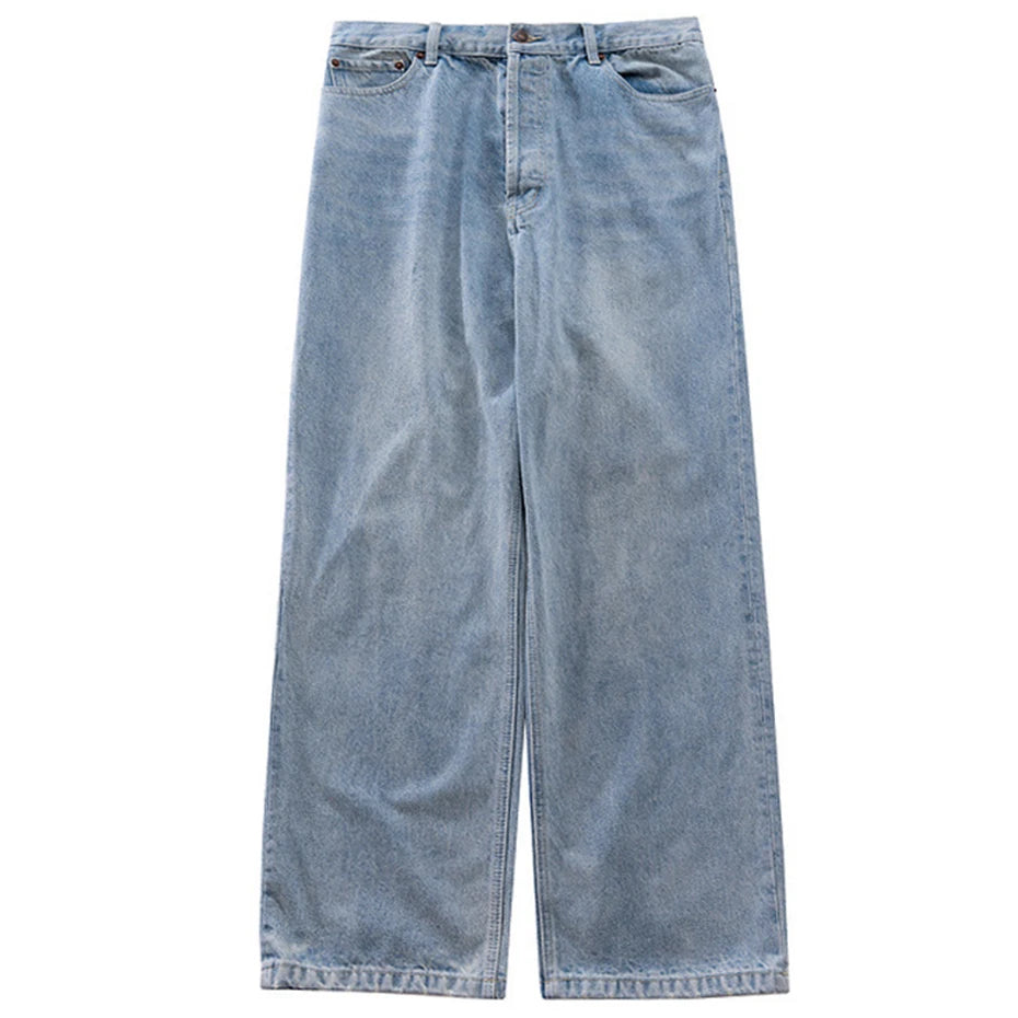 hi street blue jeans men loose wide leg denim pants vintage harajuku streetwear jeans trousers for male unique jeans style 1166