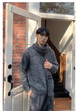 minimalist knit jumper, daily wear essential, trendy urban fashion top for men, layered streetwear look