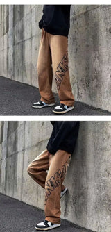 2023 new fashion letter graffiti brown hip hop men baggy jeans pants y2k clothes straight vintage denim trousers pantalon homme unique jeans style 5813