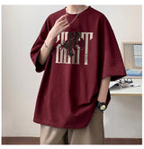 Y2k Crying character – 2024 New American Letter Print Short Sleeve Tee Shirt Mens