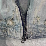 winter street style featuring collarless wash denim motorcycle jacket design – premium quality jacket for men