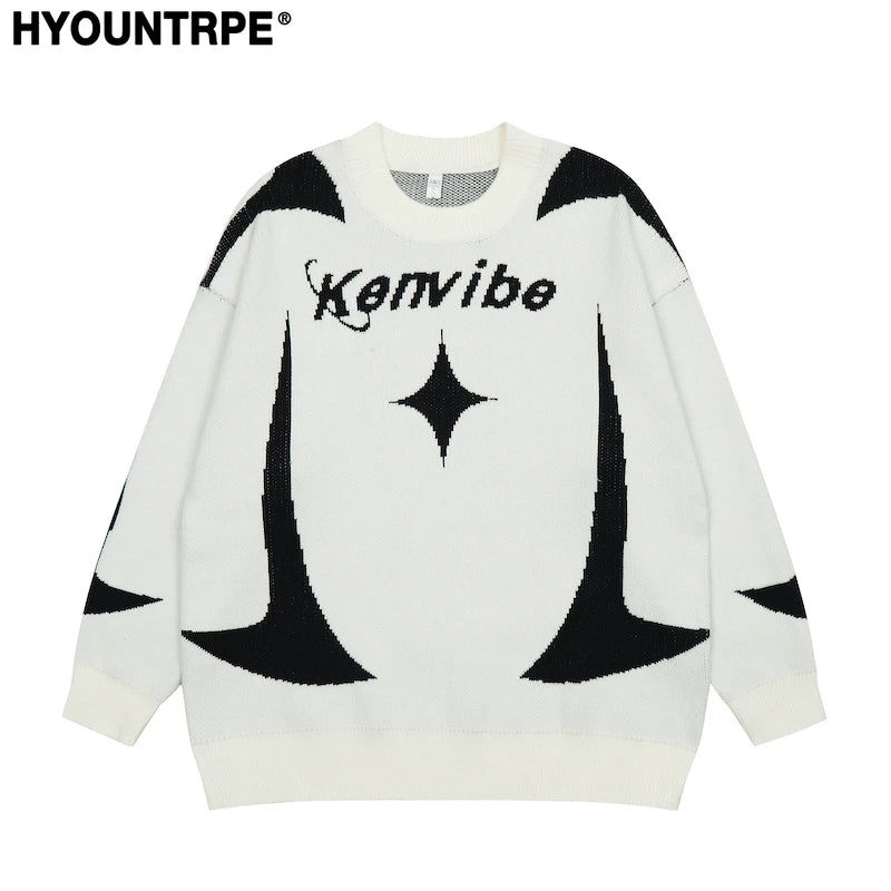 mens streetwear sweater hip hop letter geometry knitted sweater pullover new casual autumn o neck cotton sweater unisex jumpers - soft fleece-lined outerwear, high quality cotton hoodie, gothic aesthetic hoodie for winter