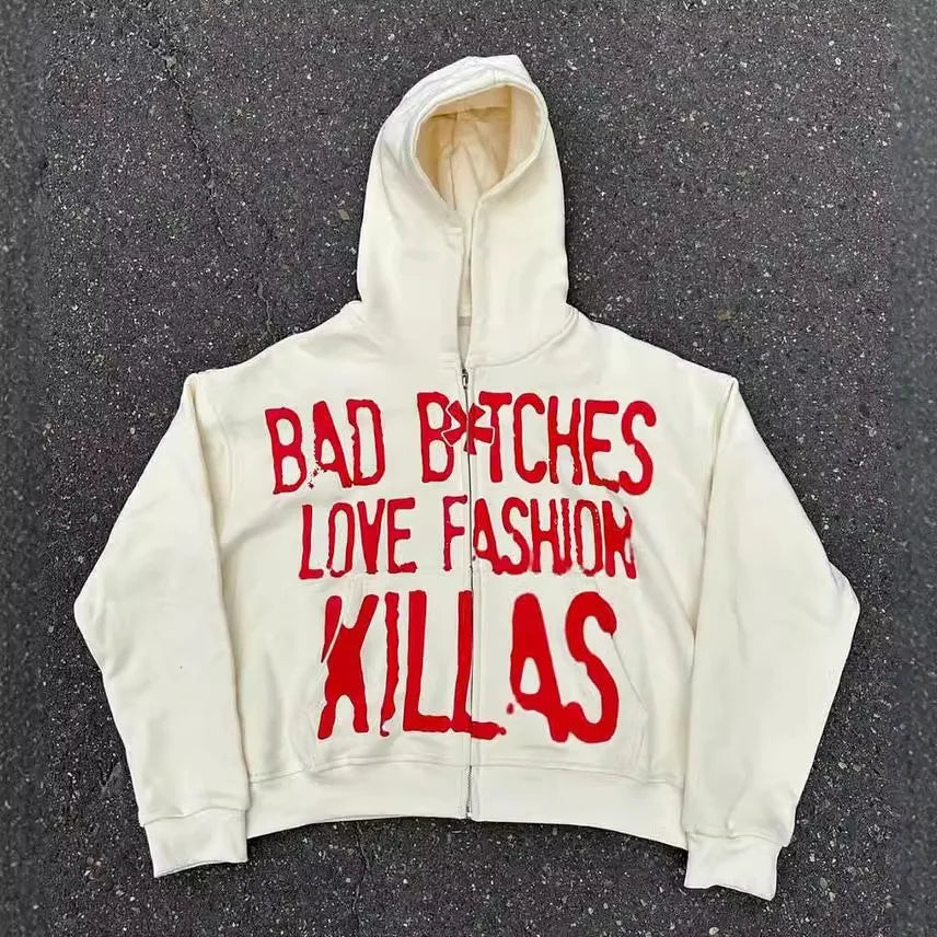 Y2k Winter Long Sleeved Hoodie Sweatshirt Oversized Winter Clothes Streetwear Y2k Vintage Punk Graffiti Print