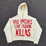 Y2k Winter Long Sleeved Hoodie Sweatshirt Oversized Winter Clothes Streetwear Y2k Vintage Punk Graffiti Print Top School Ootd