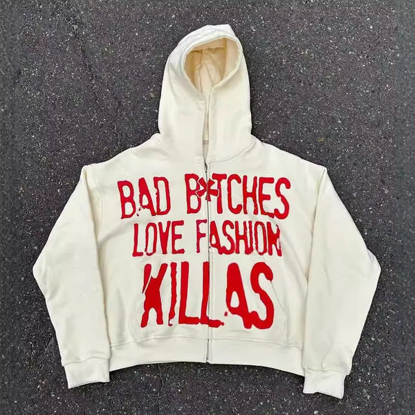 Y2k Winter Long Sleeved Hoodie Sweatshirt Oversized Winter Clothes Streetwear Y2k Vintage Punk Graffiti Print Top School Ootd
